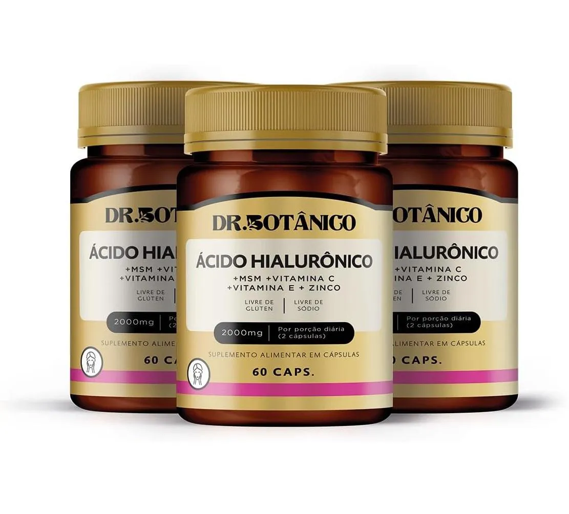 KIT 03 ACIDO HIALURONICO 2000MG 60CAPS DR. BOTANICO