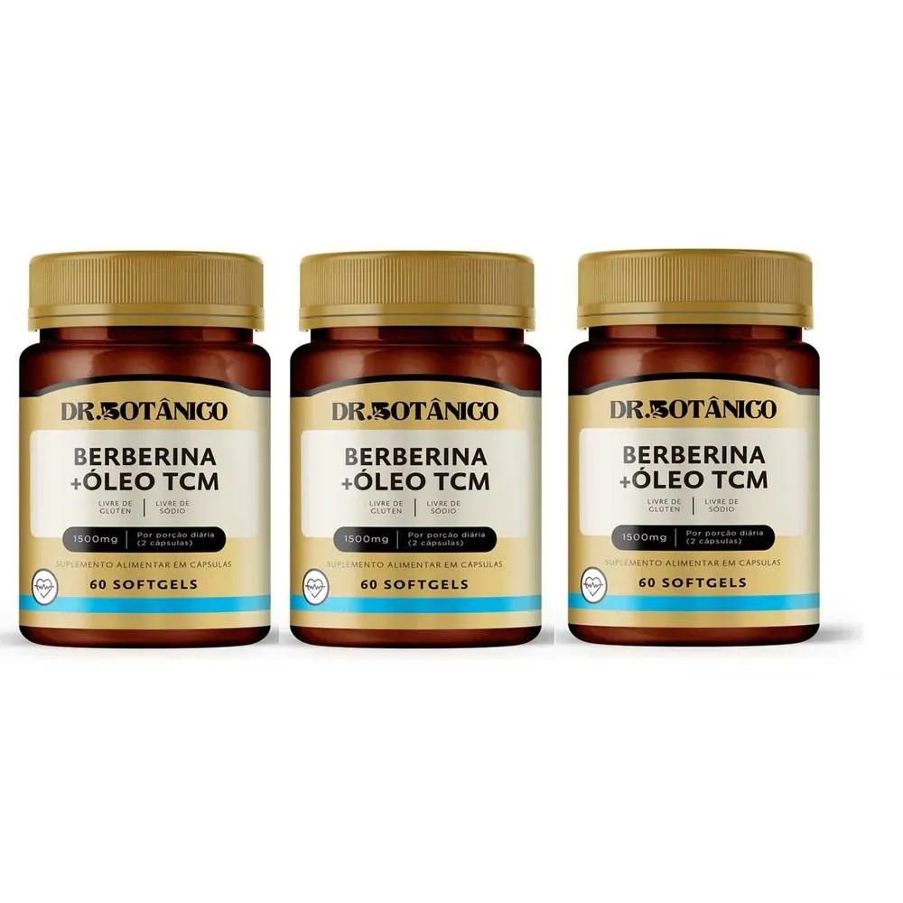 KIT 03 BERBERINA + OLEO TCM 1500MG 60 SOFTGELS DR. BOTANICO