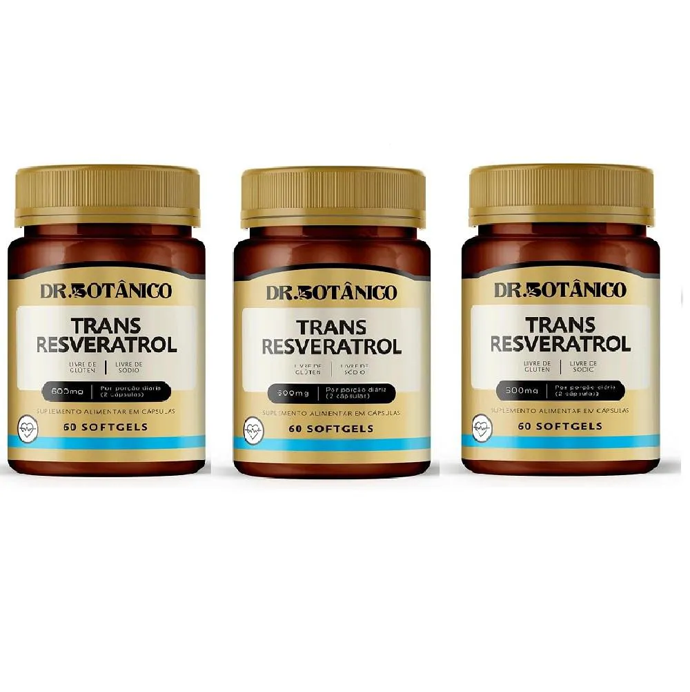 KIT 03 TRANS RESVERATROL 600MG 60CAPS DR. BOTANICO