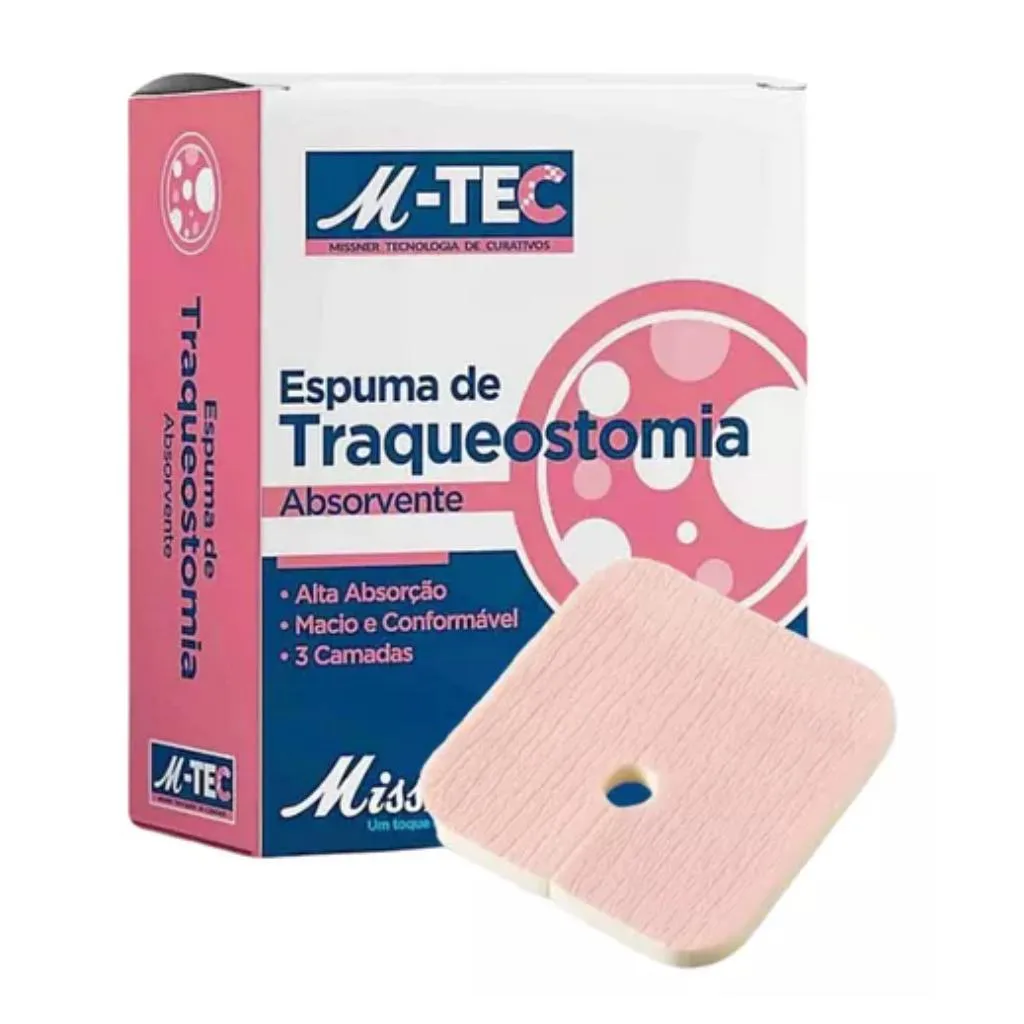 KIT 5 CURATIVO DE ESPUMA PARA TRAQUEOSTOMIA 8CMX9CM MISSNER