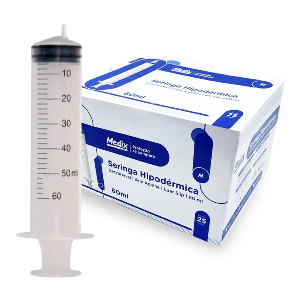 SERINGA 60ML S/AG LUER SLIP MEDIX CX 25 UN