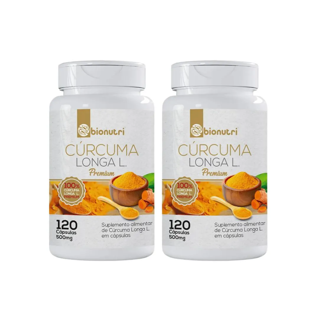 KIT 2X CúRCUMA PREIMUM 500 MG 120 CáPSULA AçAFRãO TUMéRICO AçAFRãO ÍNDIA - BIONUTRI