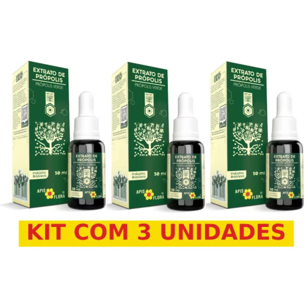 KIT 3X - EXTRATO DE PRóPOLIS VERDE - APIS FLORA