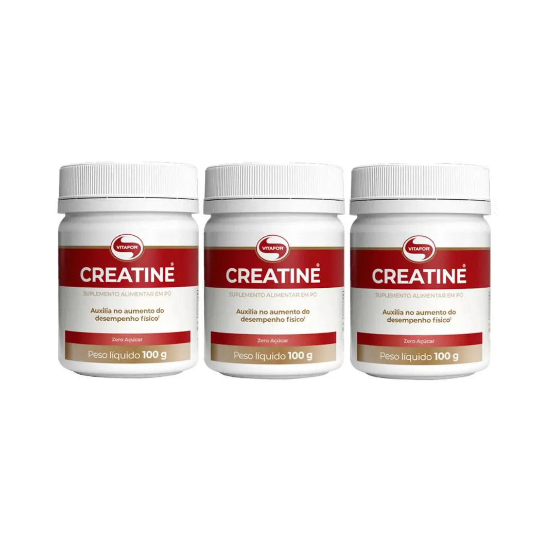 KIT 3X CREATINA MONOHIDRATADA 100% PURA 100G  - VITAFOR