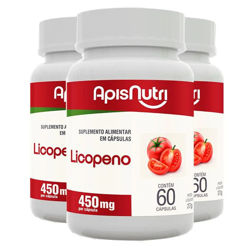 KIT 3 LICOPENO DE TOMATE APISNUTRI 60 CáPSULAS