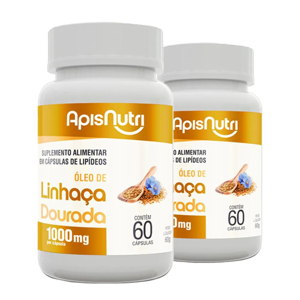 KIT 2 ÓLEO DE LINHAçA 1000MG APISNUTRI 60 CáPSULAS