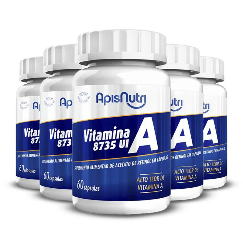 KIT 5 VITAMINA A APISNUTRI 60 CáPSULAS