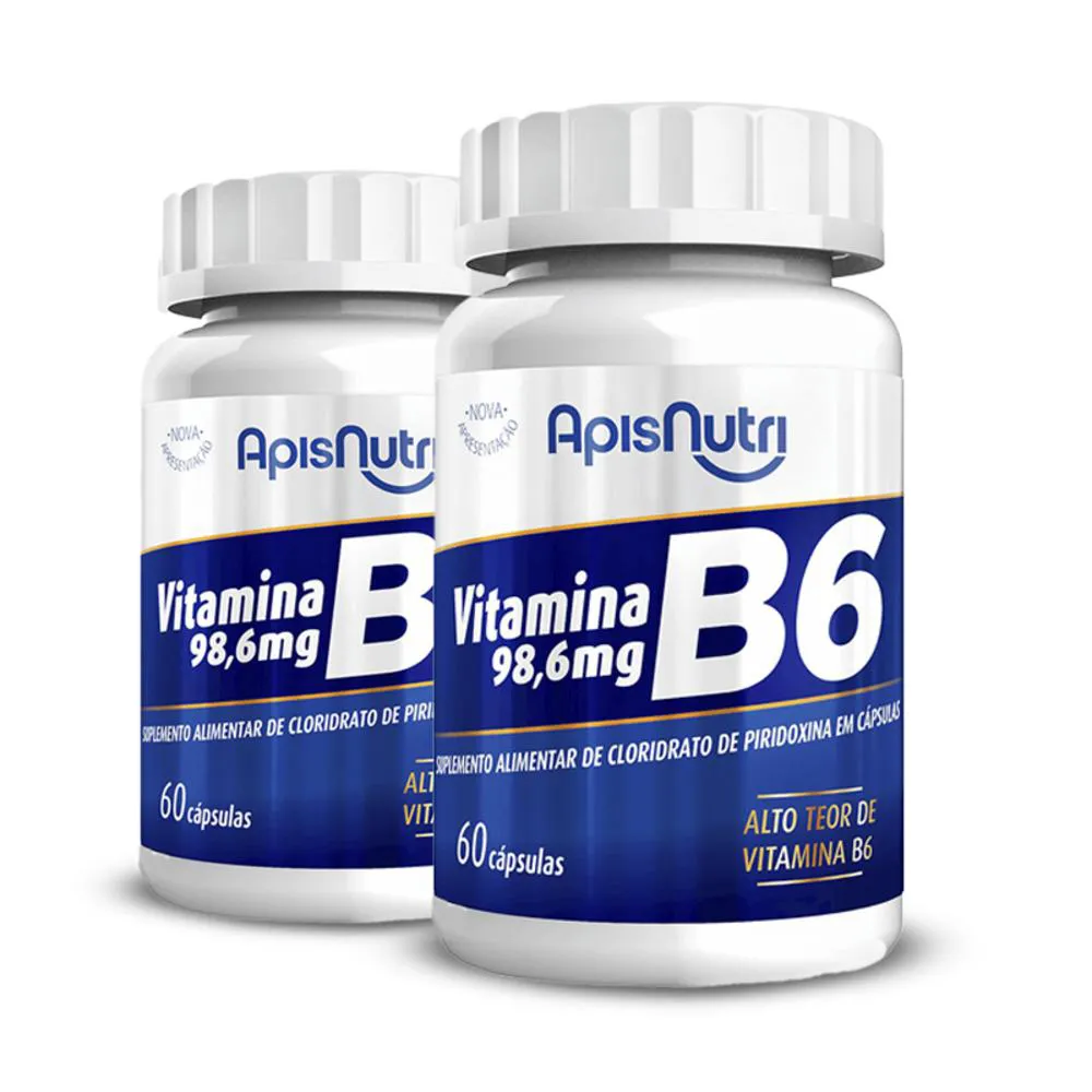 KIT 2 VITAMINA B6 APISNUTRI 60 CáPSULAS