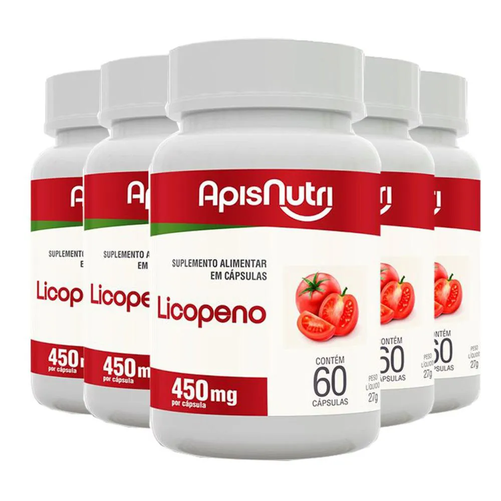 KIT 5 LICOPENO DE TOMATE APISNUTRI 60 CáPSULAS