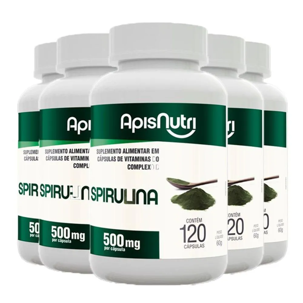 KIT 5 SPIRULINA APISNUTRI 120 CáPSULAS