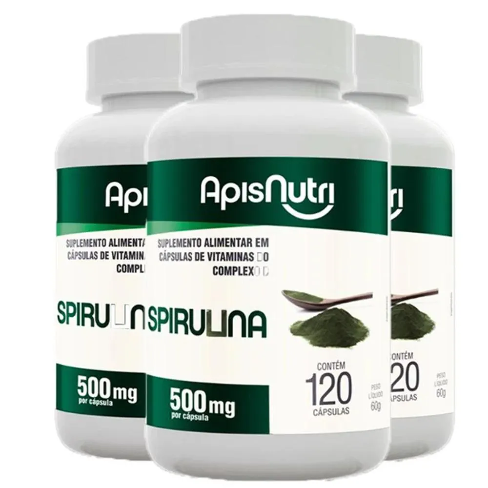 KIT 3 SPIRULINA APISNUTRI 120 CáPSULAS