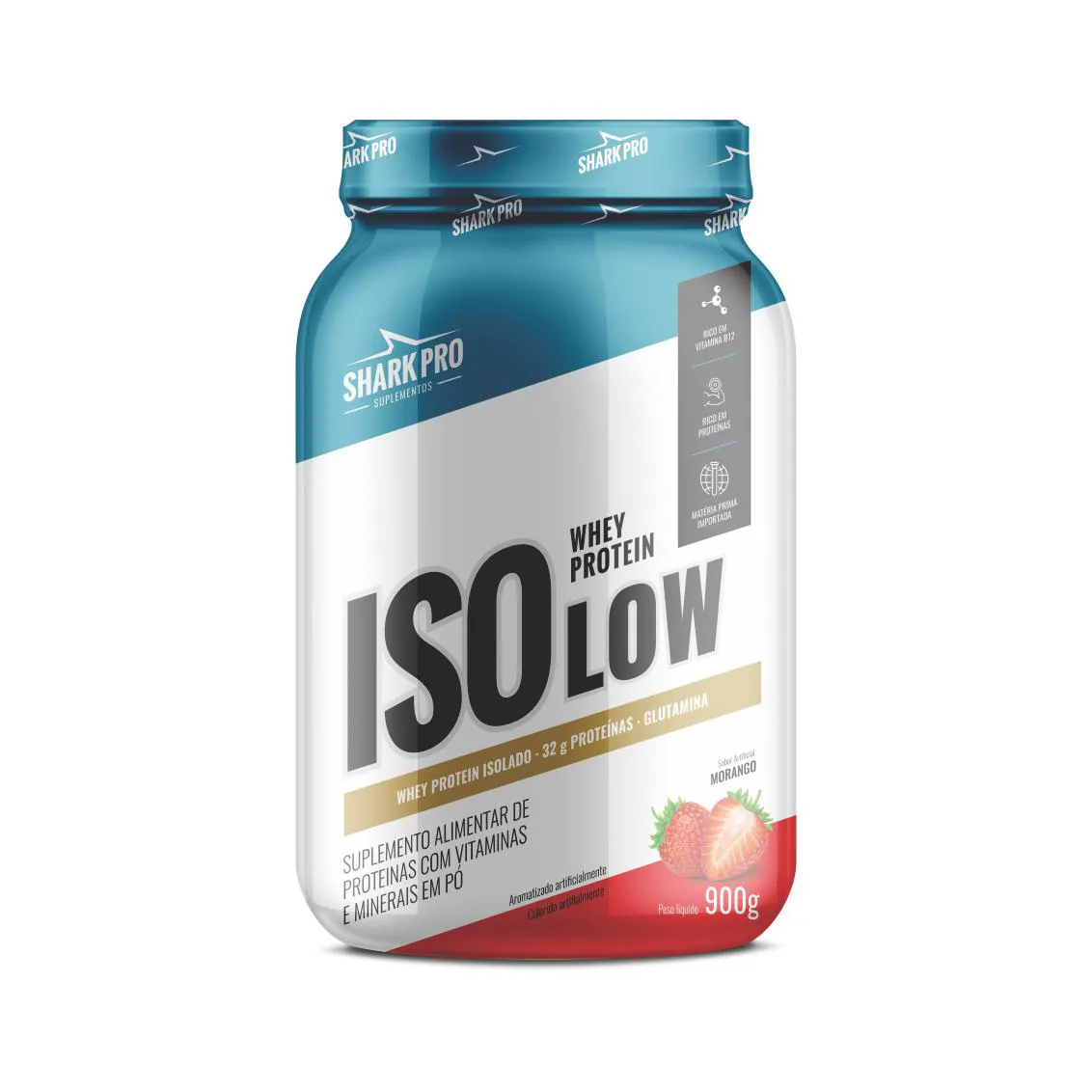 ISOLOW- WHEY PROTEIN ISOLADA - WPI - POTE 900G SABOR MORANGO