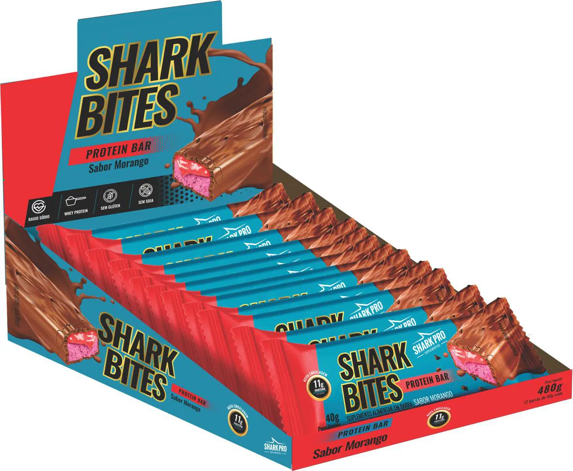 SHARK BITES PROTEIN BAR MORANGO (12X40G)