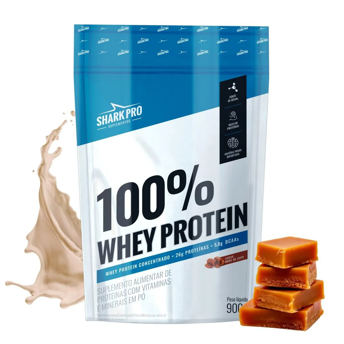 SHARK PRO - 100% WHEY PROTEIN - 900G - DOCE DE LEITE