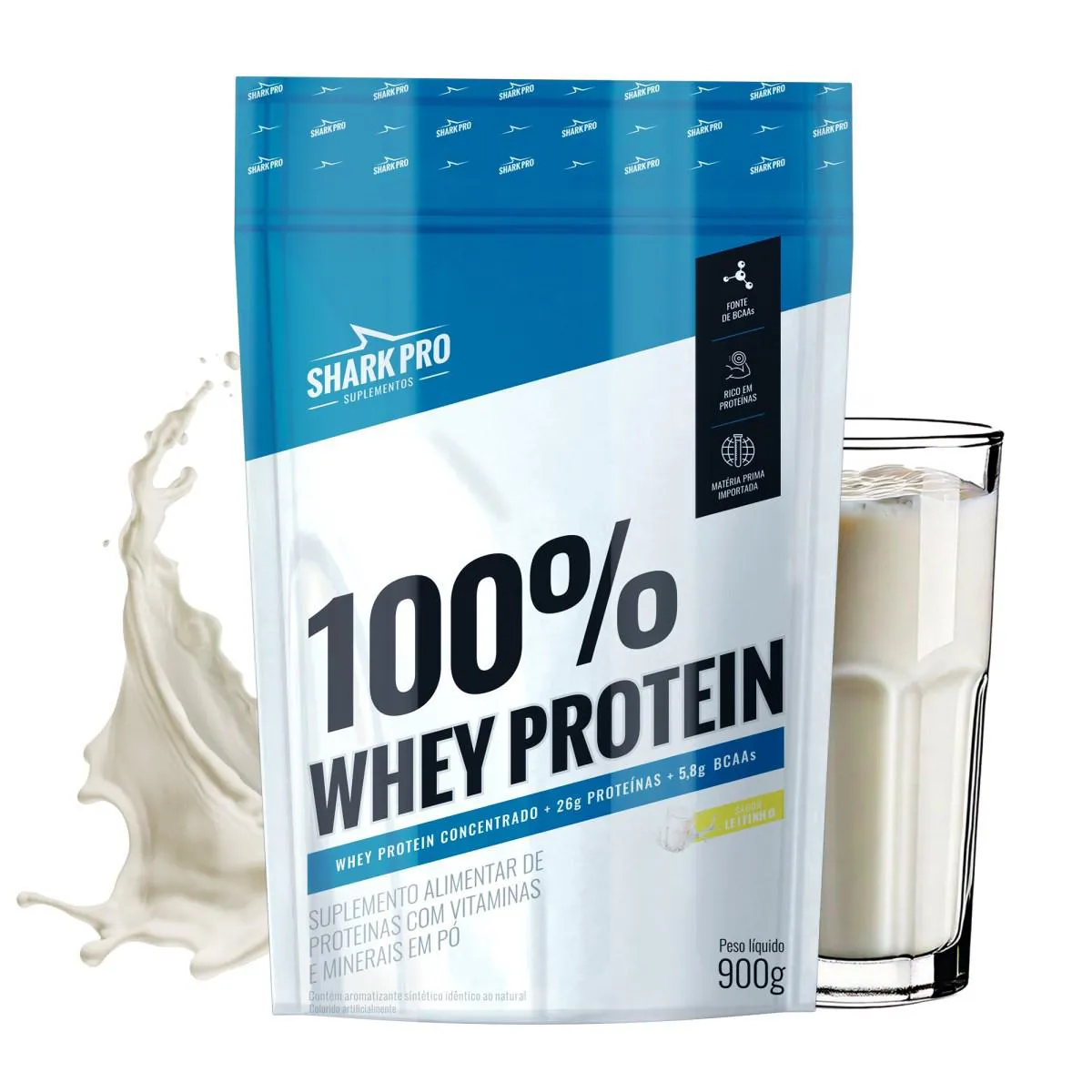 SHARK PRO - 100% WHEY PROTEIN - 900G - LEITINHO