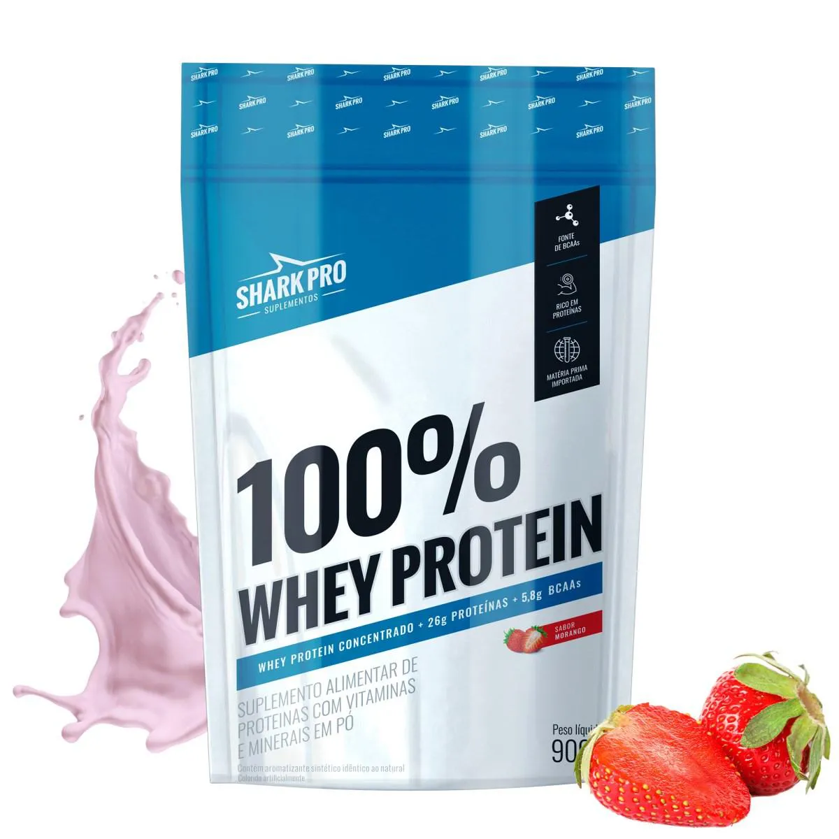 SHARK PRO - 100% WHEY PROTEIN - 900G - MORANGO