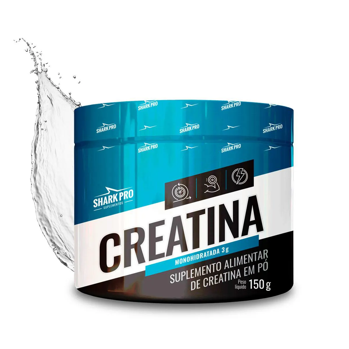 SHARK PRO - CREATINA MONOHIDRATADA - POTE 150G DE FORçA + RESISTêNCIA E RECUPERAçãO - SABOR NATURAL