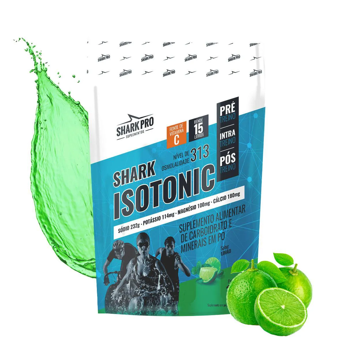 SHARK PRO - ISOTôNICO - POTE 1KG DE HIDRATAçãO + ENERGIA E RECUPERAçãO - LIMãO