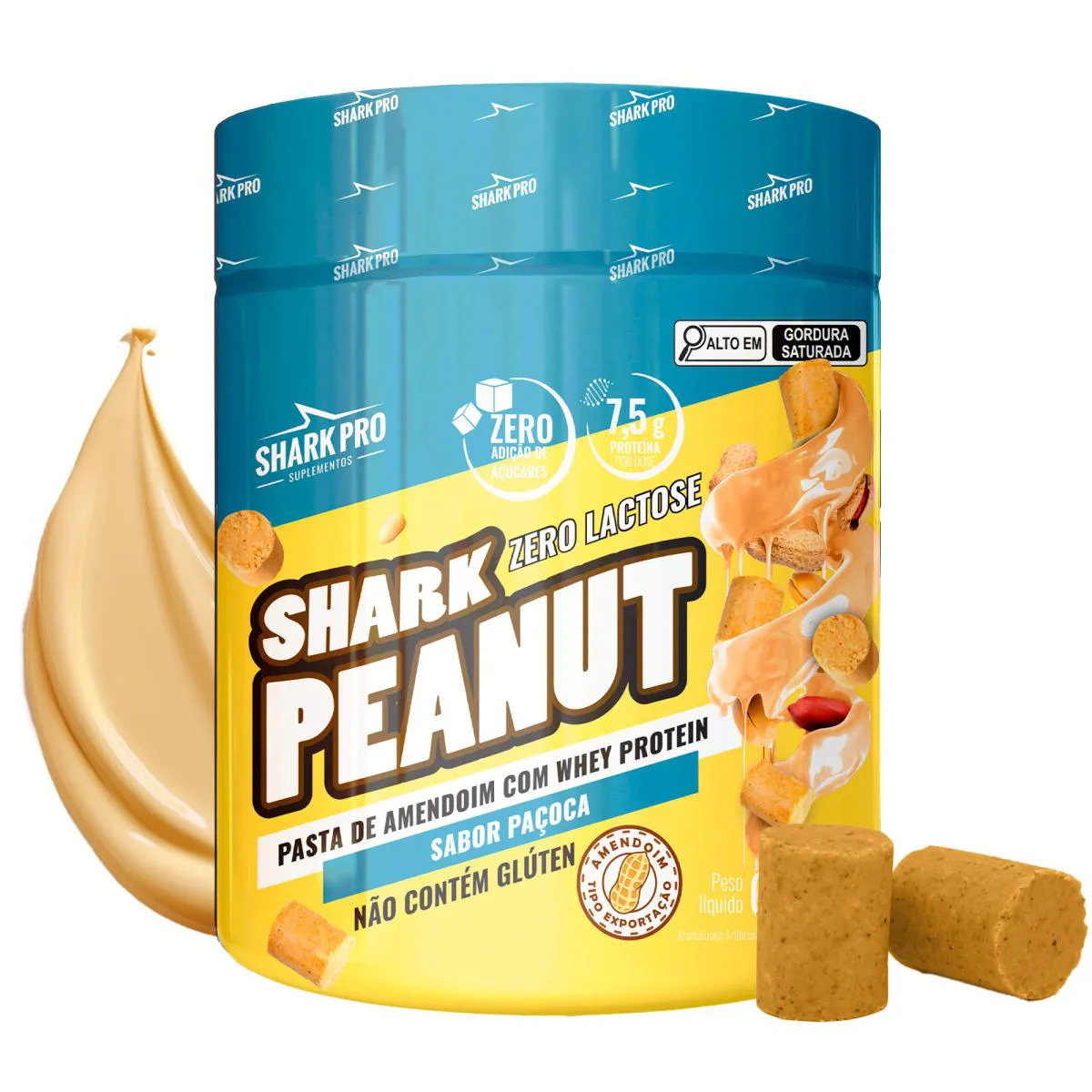SHARK PRO - PASTA DE AMENDOIM GOURMET COM WHEY PROTEIN - POTE 600G - PAçOCA