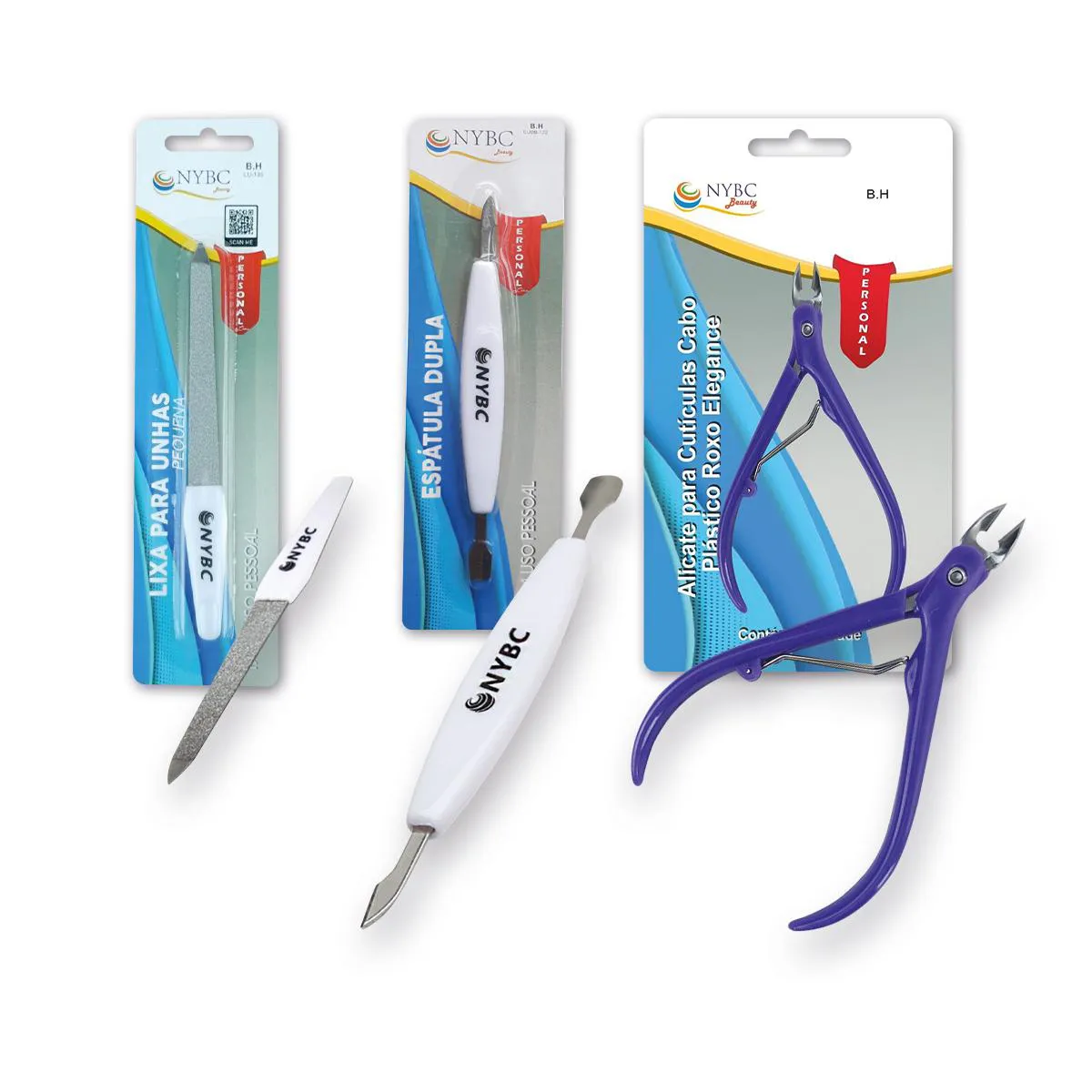 KIT ALICATE DE CUTíCULA + ESPáTULA + LIXA PEQUENA NYBC
