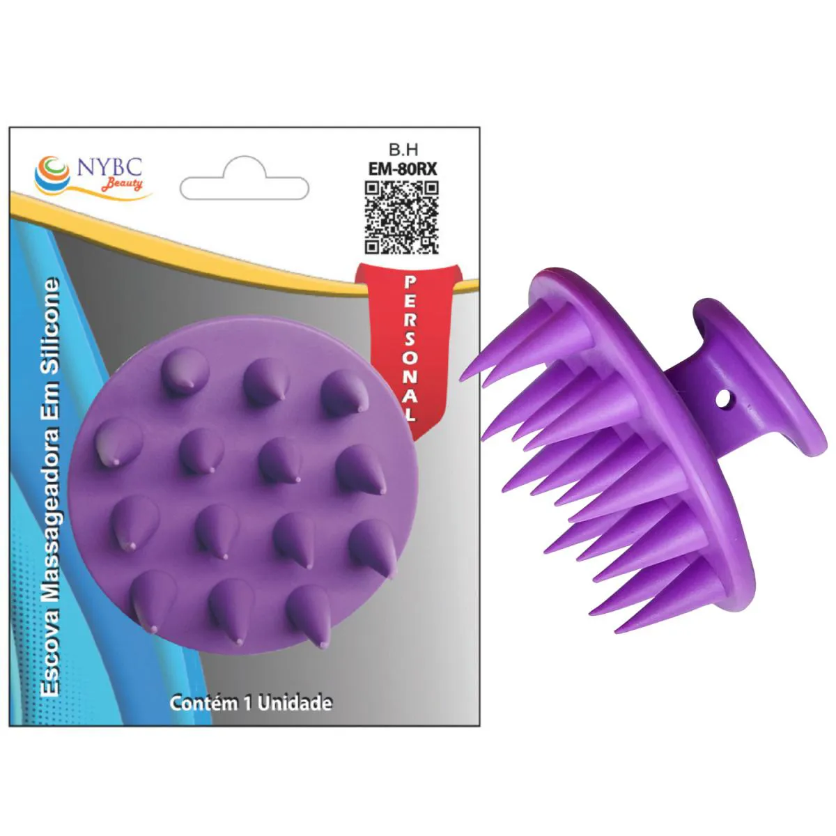 ESCOVA MASSAGEADORA CAPILAR EM SILICONE NYBC