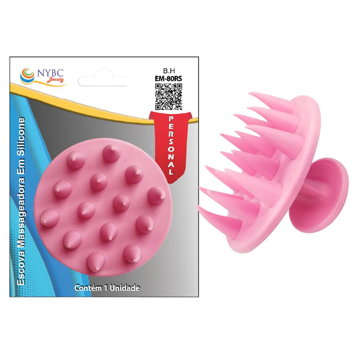 ESCOVA MASSAGEADORA CAPILAR EM SILICONE NYBC