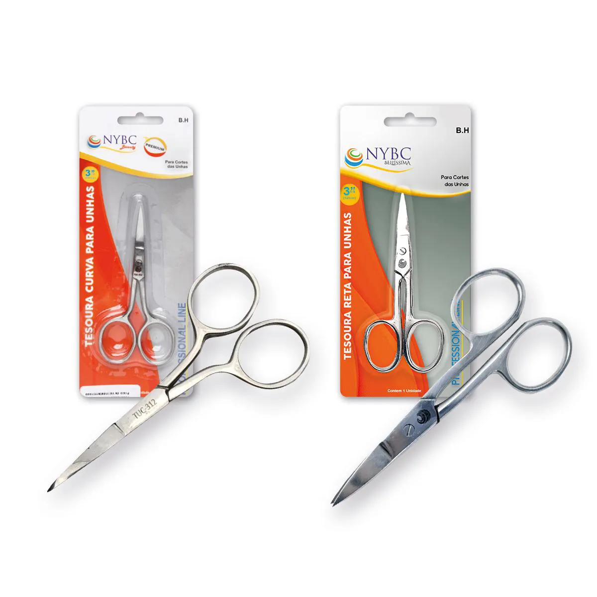 KIT 2 TESOURAS CURVAS PARA UNHAS PONTA ESTREITA + LARGA NYBC