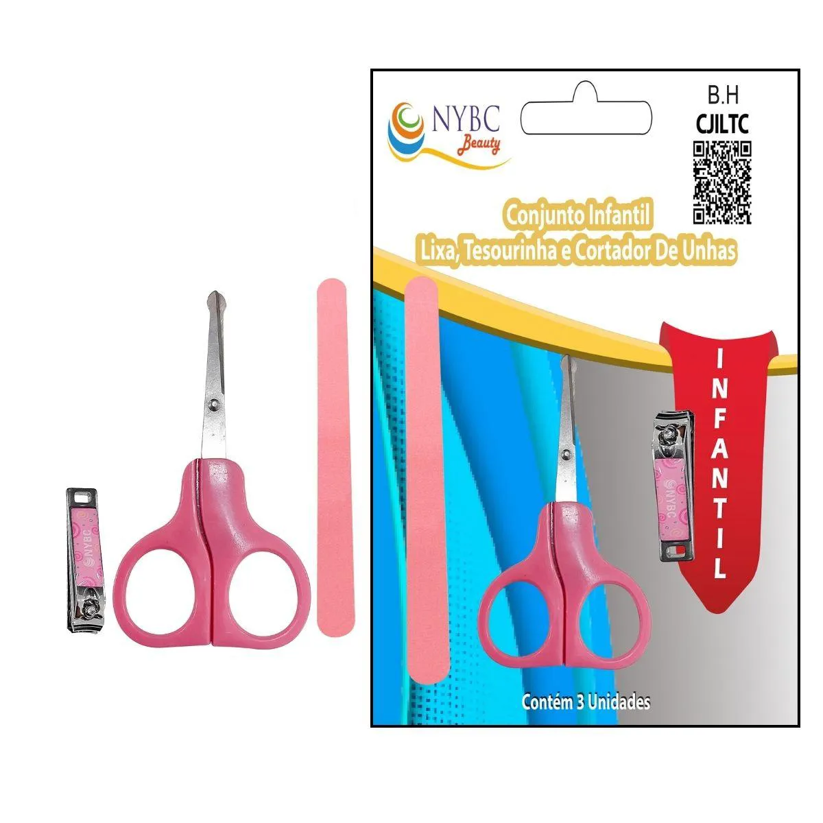 KIT INFANTIL: LIXA, TESOURINHA E CORTADOR DE UNHAS NYBC
