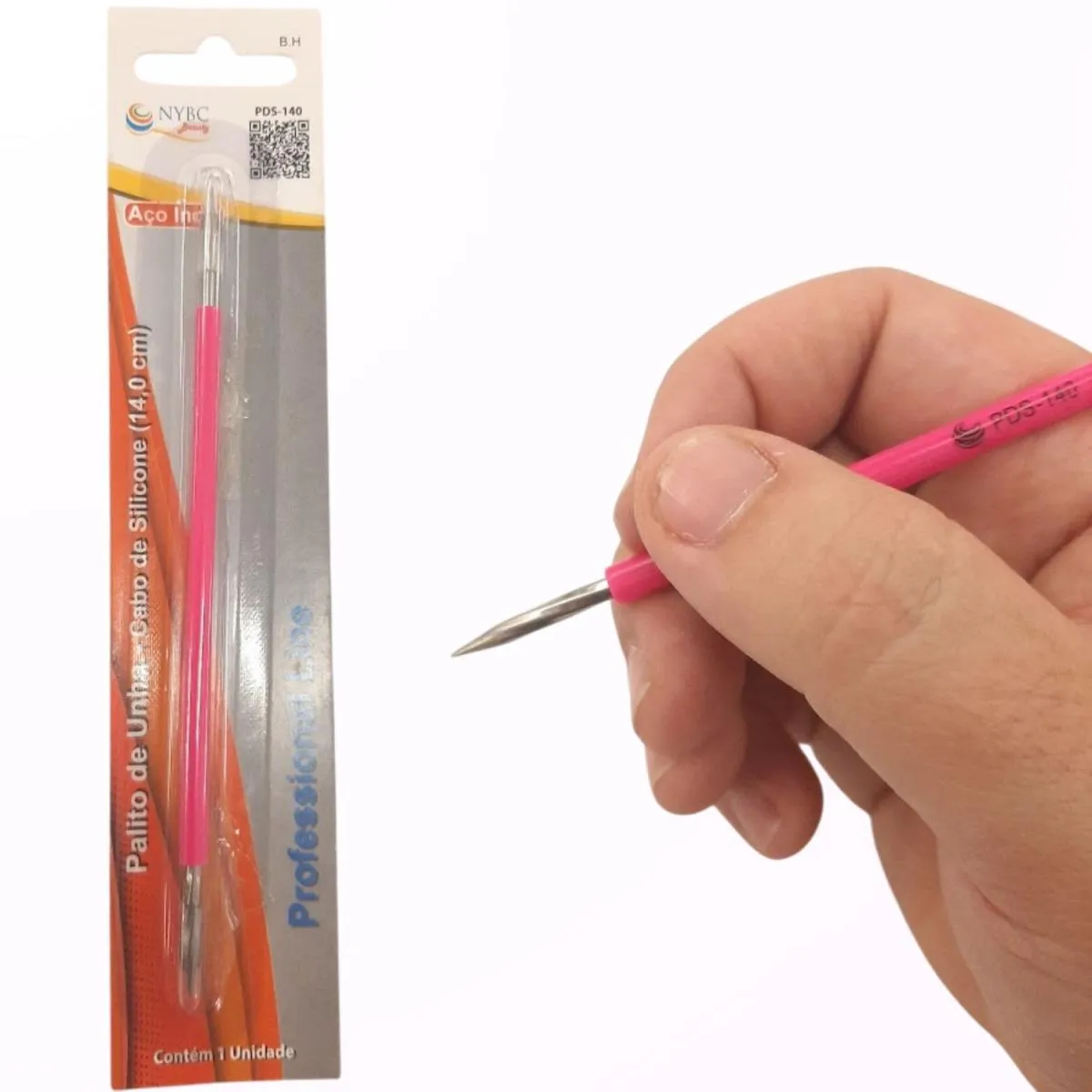 PALITO P/ UNHA CABO SILICONE 14,0CM PROFISSIONAL INOX NYBC