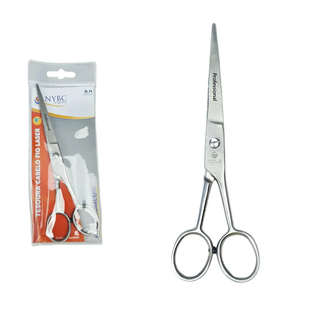 TESOURA CABELO FIO LASER 6" 15,2 CM INOX 420 NYBC