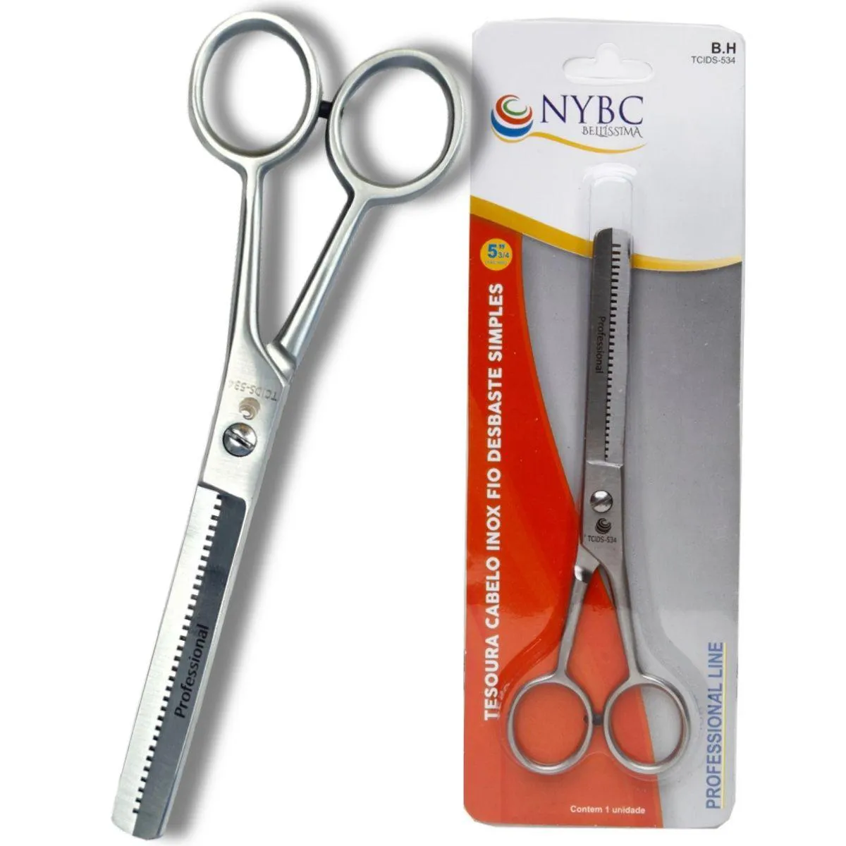 TESOURA CABELO INOX DESBASTE SIMPLES 5 3/4" INOX 420 NYBC