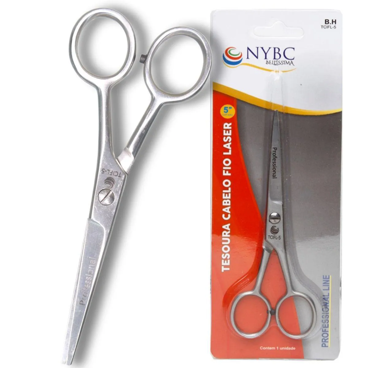 TESOURA CABELO INOX FIO LASER 5" INOX 420 NYBC