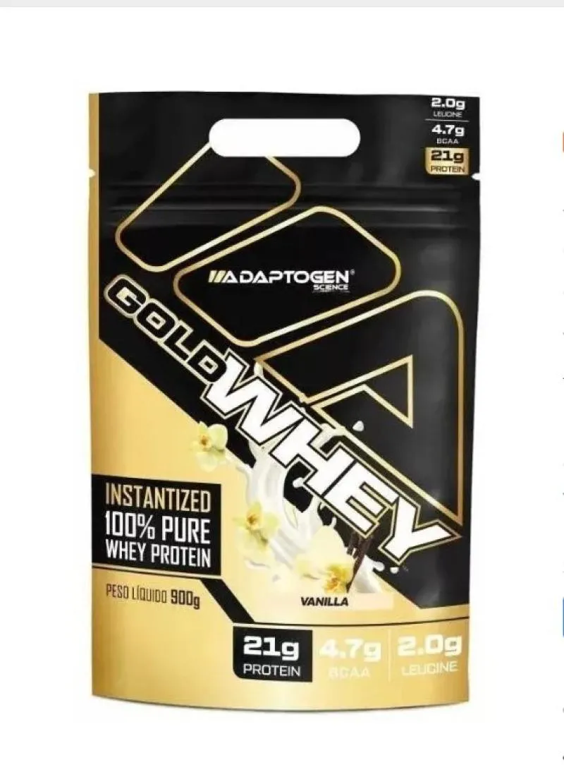 100% GOLD WHEY REFIL CONCENTRADO 900G - ADAPTOGEN SCIENCE SABOR BAUNILHA