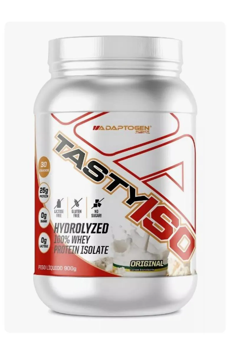 TASTY ISO ADAPTOGEN SCIENCE WHEY PROTEIN ISOLADO HIDROLISADO POTE 900G SABOR ORIGINAL