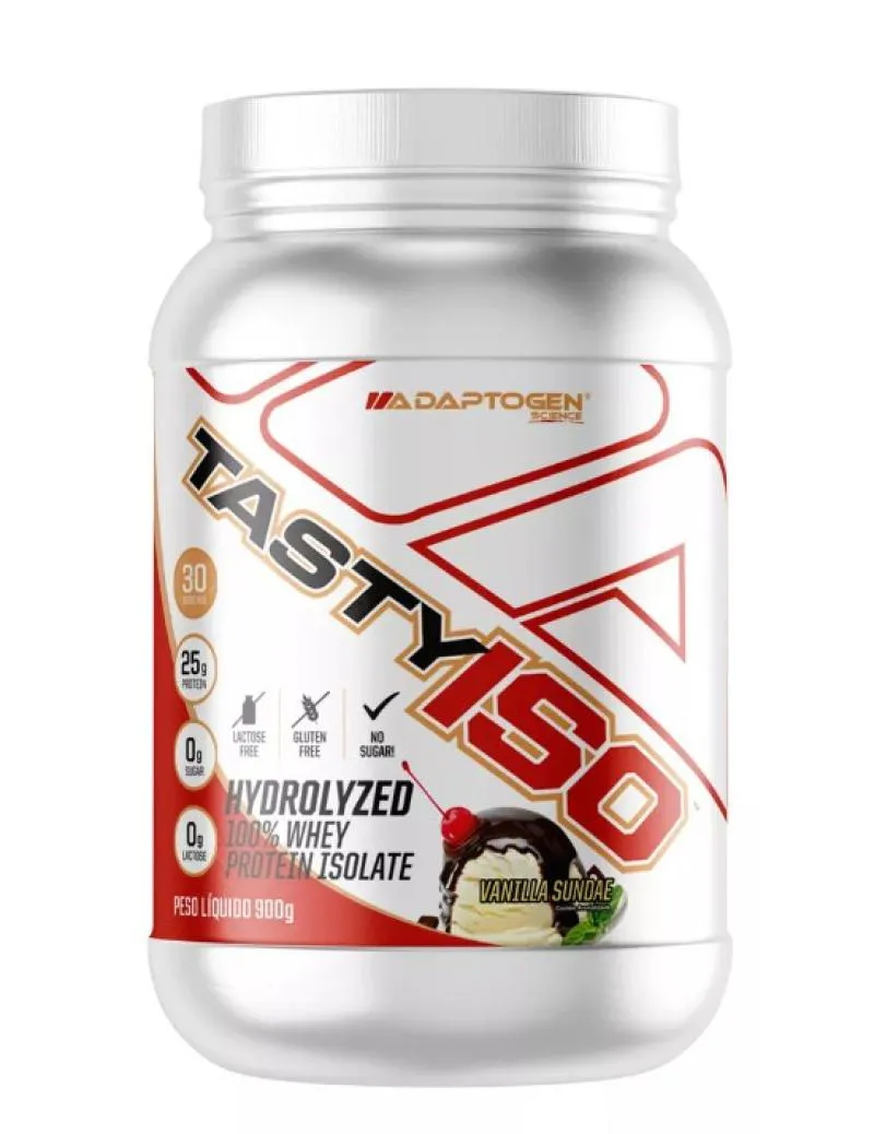 TASTY ISO WHEY ISOLADO POTE 900G-ADAPTOGEN SORVETE BAUNILHA