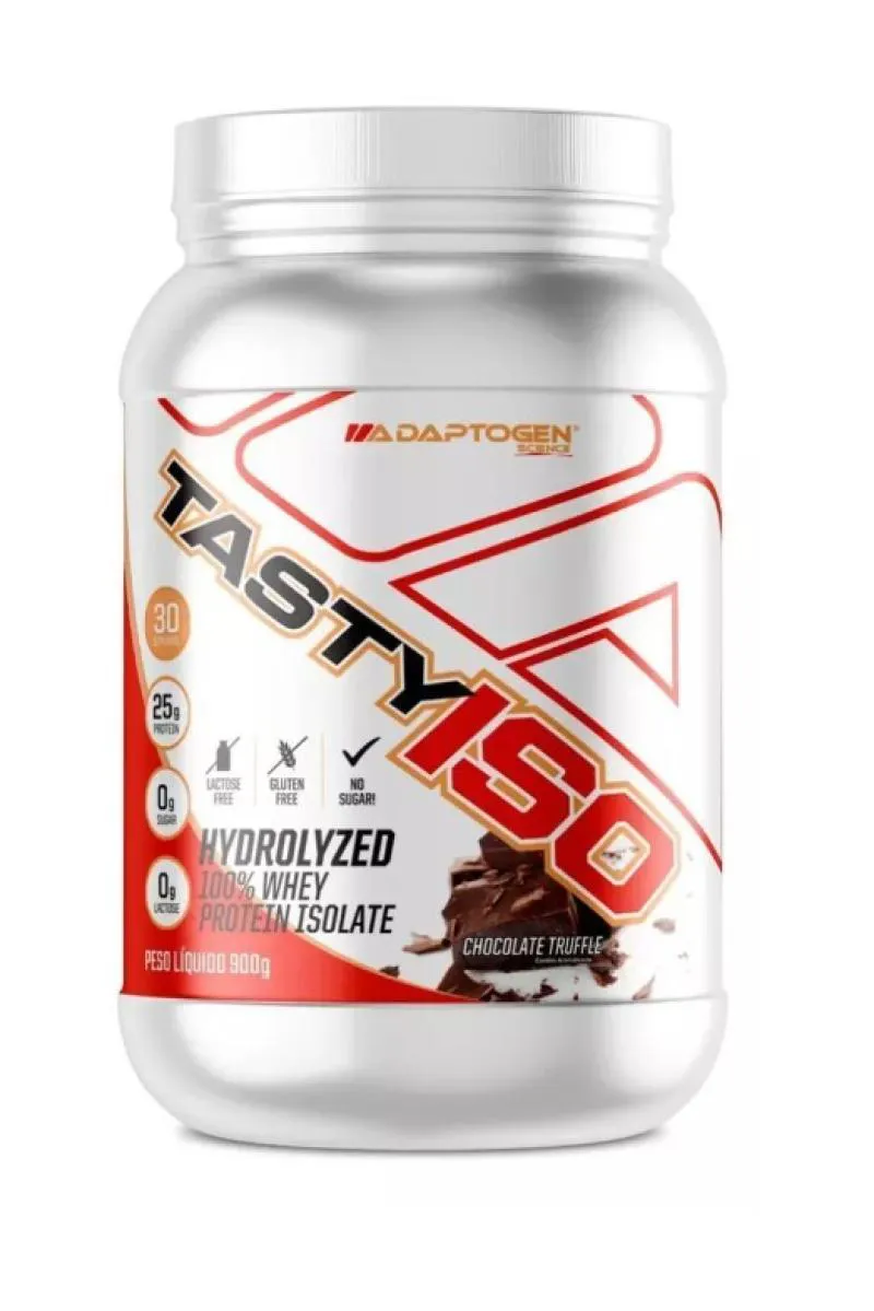 TASTY WHEY HIDROLISADO E ISOLADO 900G - SABOR CHOCOLATE TRUFADO - ADAPTOGEN