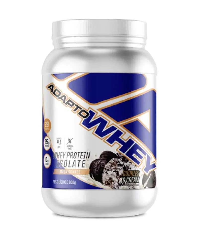 ADAPTO WHEY 900G- ADAPTOGEN- ISOLADO HIDROL. WPC - IMPORTADO SABOR COOKIES AND CREAM