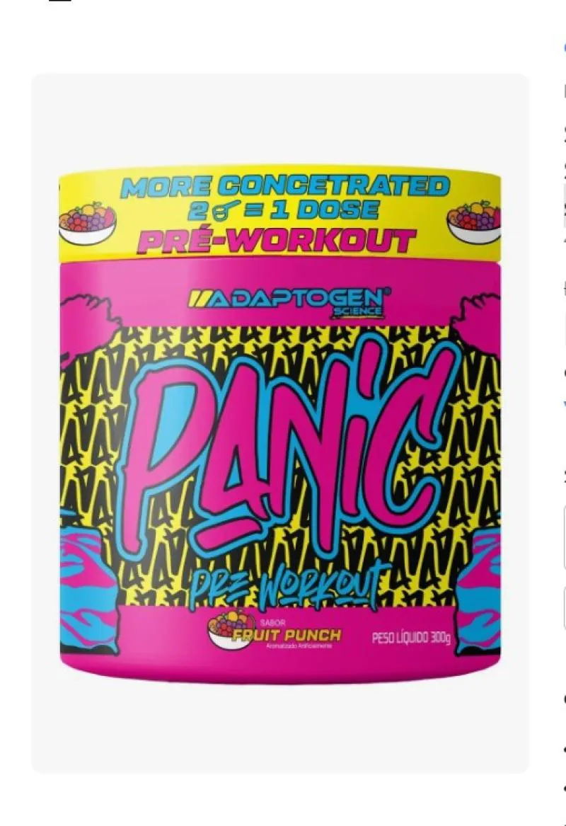 PANIC PRé TREINO BETA ALANINA SABOR SUCO DE FRUTAS  300G - ADAPTOGEN