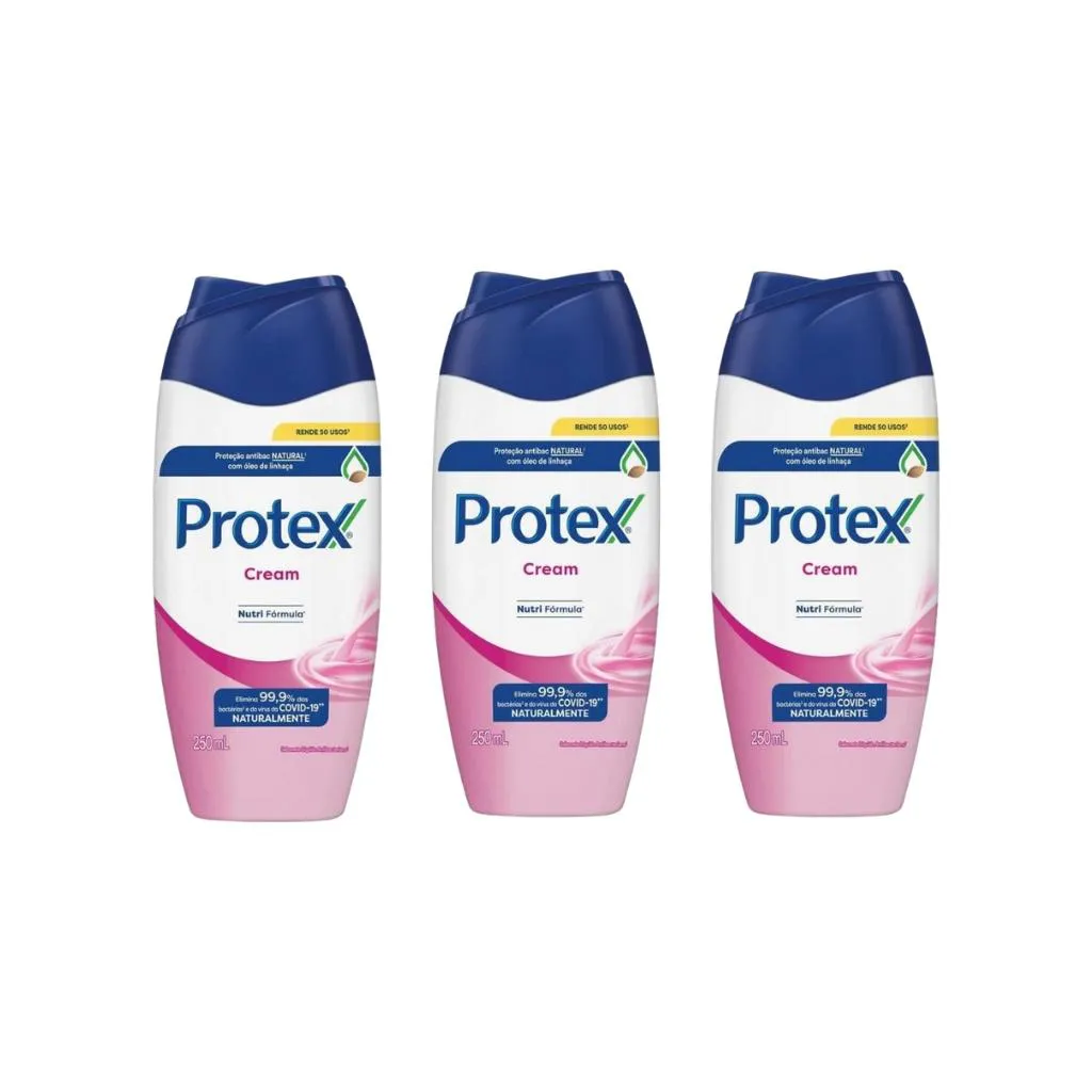 SABONETE LIQUIDO PROTEX 250ML CREAM - KIT C/ 3UN