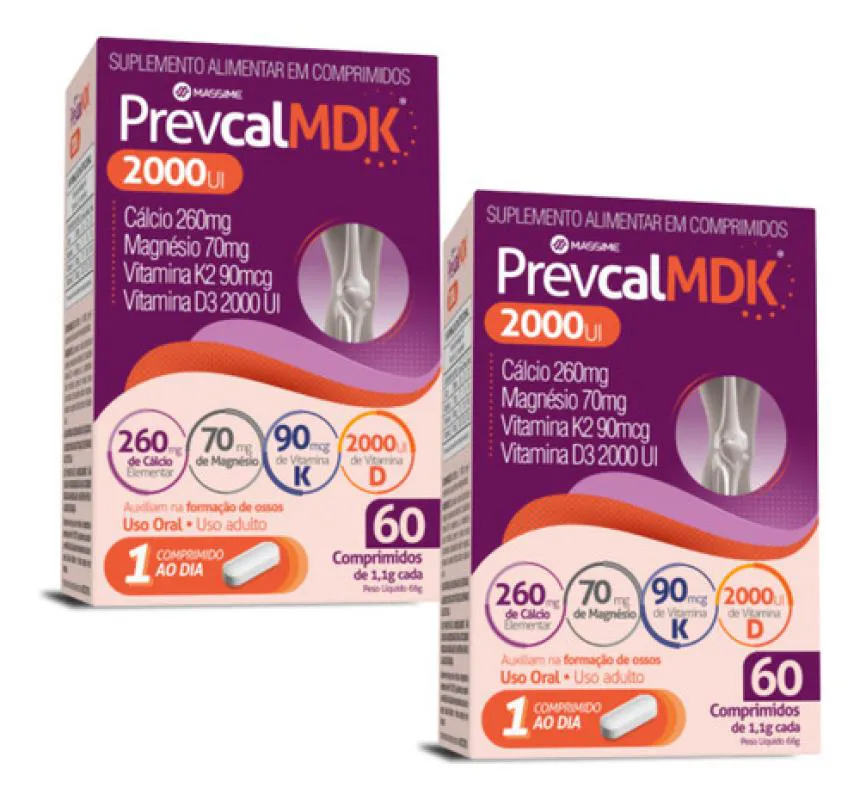 2X PREVCAL MDK 2.000UI 60CPR - VITAMINAS D, K, MAGNéSIO, CALCIO