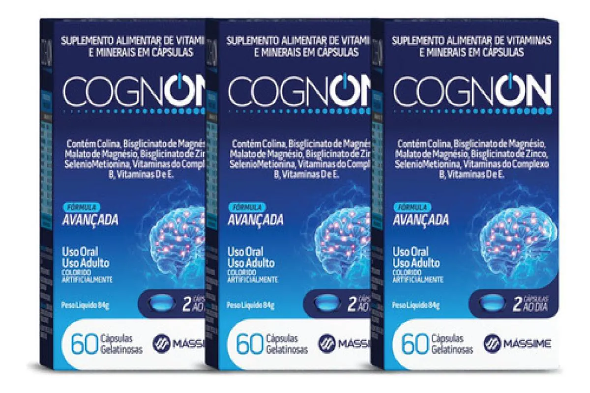 3X COGNON 60 COMPRIMIDOS - VITAMINA P/ CONCENTRAçãO E MEMóRIA
