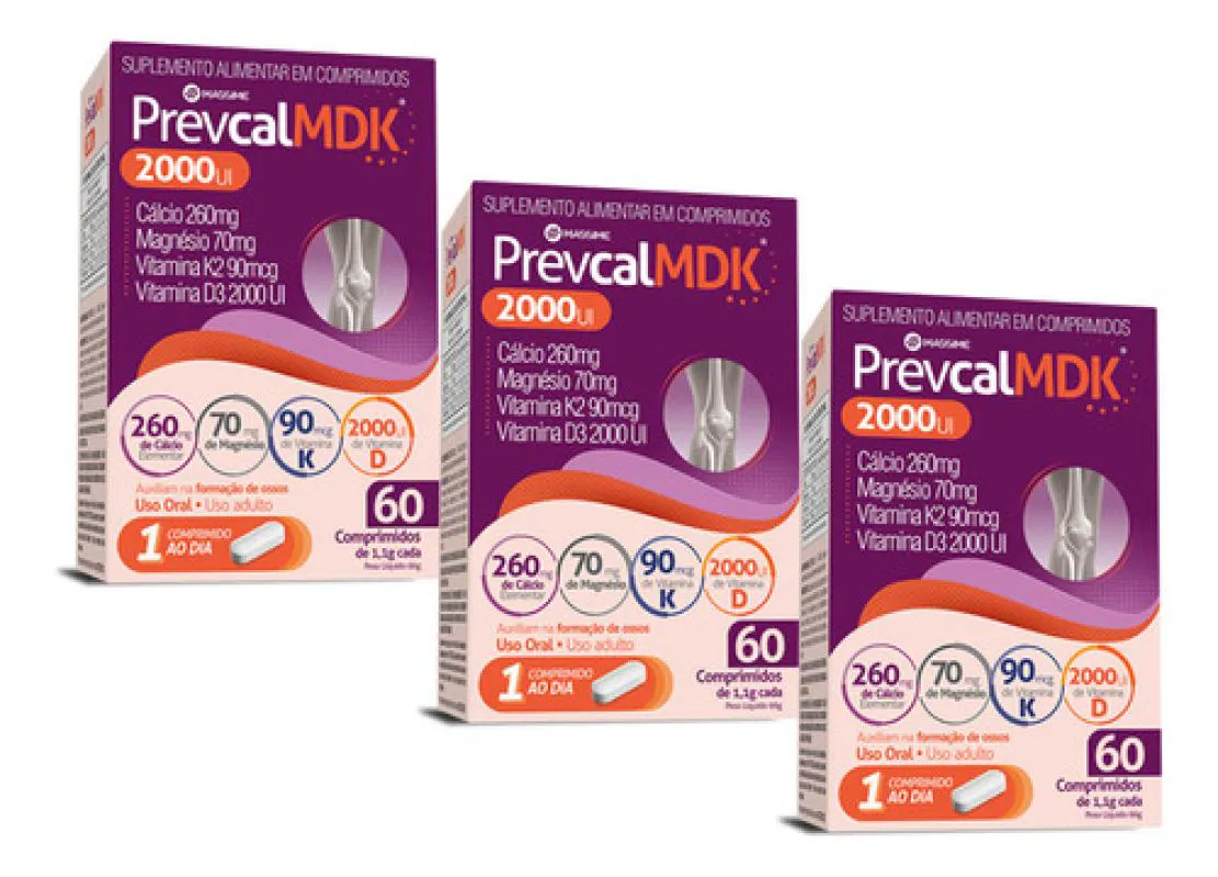 3X PREVCAL MDK 2.000UI 60CPR - VITAMINAS D, K, MAGNéSIO, CALCIO