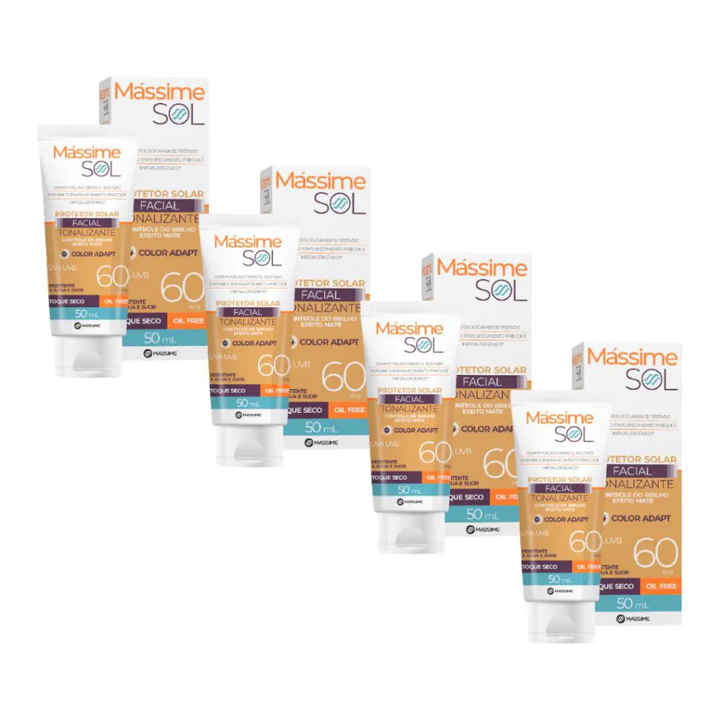4X PROTETOR SOLAR FACIAL FPS 60 TONALIZANTE OIL FREE MASSIME