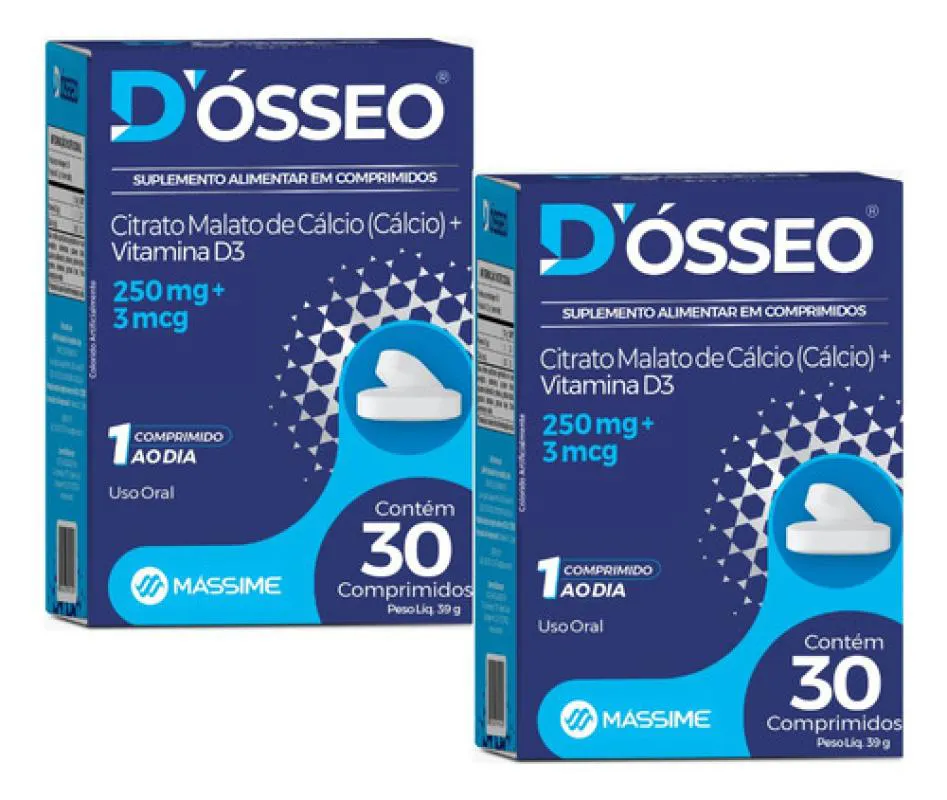 KIT 2X DOSSEO 30 COMPRIMIDOS - CáLCIO E VITAMINA D3