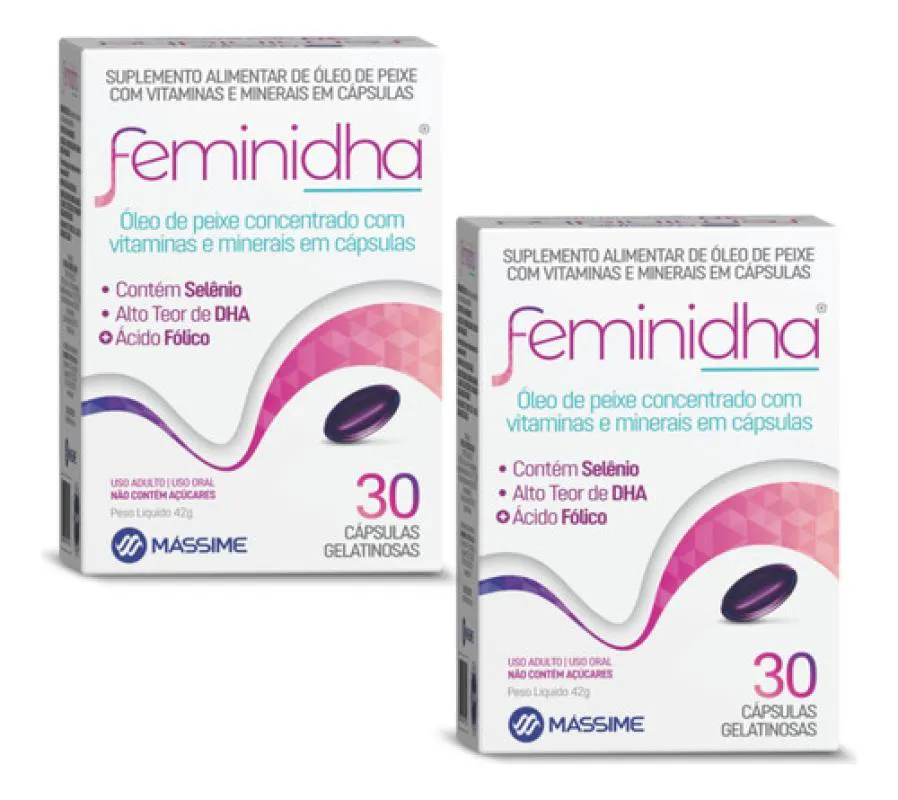 KIT 2X FEMINIDHA 30 CAPS SUPLEMENTO VITAMíNICO P/ GESTANTES