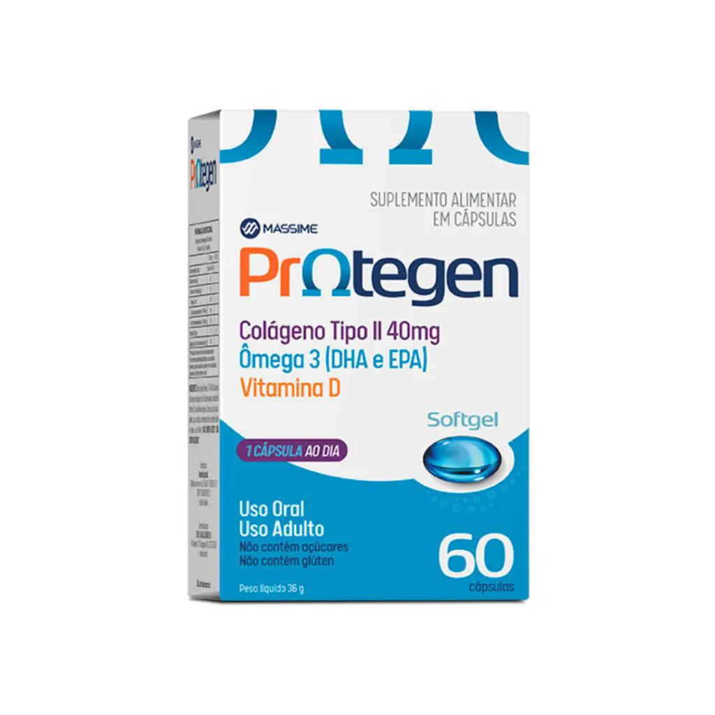 PROTEGEN DHA COLáGENO TIPO II + ÔMEGA 3 + VITAMINA D 60CPS - MASSIME