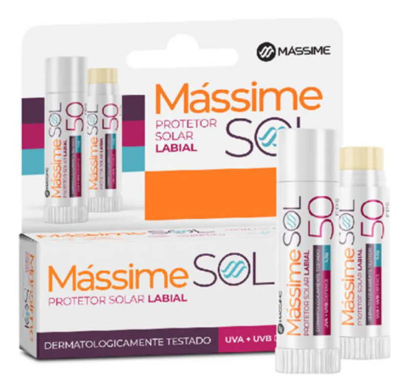 PROTETOR SOLAR LABIAL FPS 50 SEM SABOR MASSIME SOL 4,5G