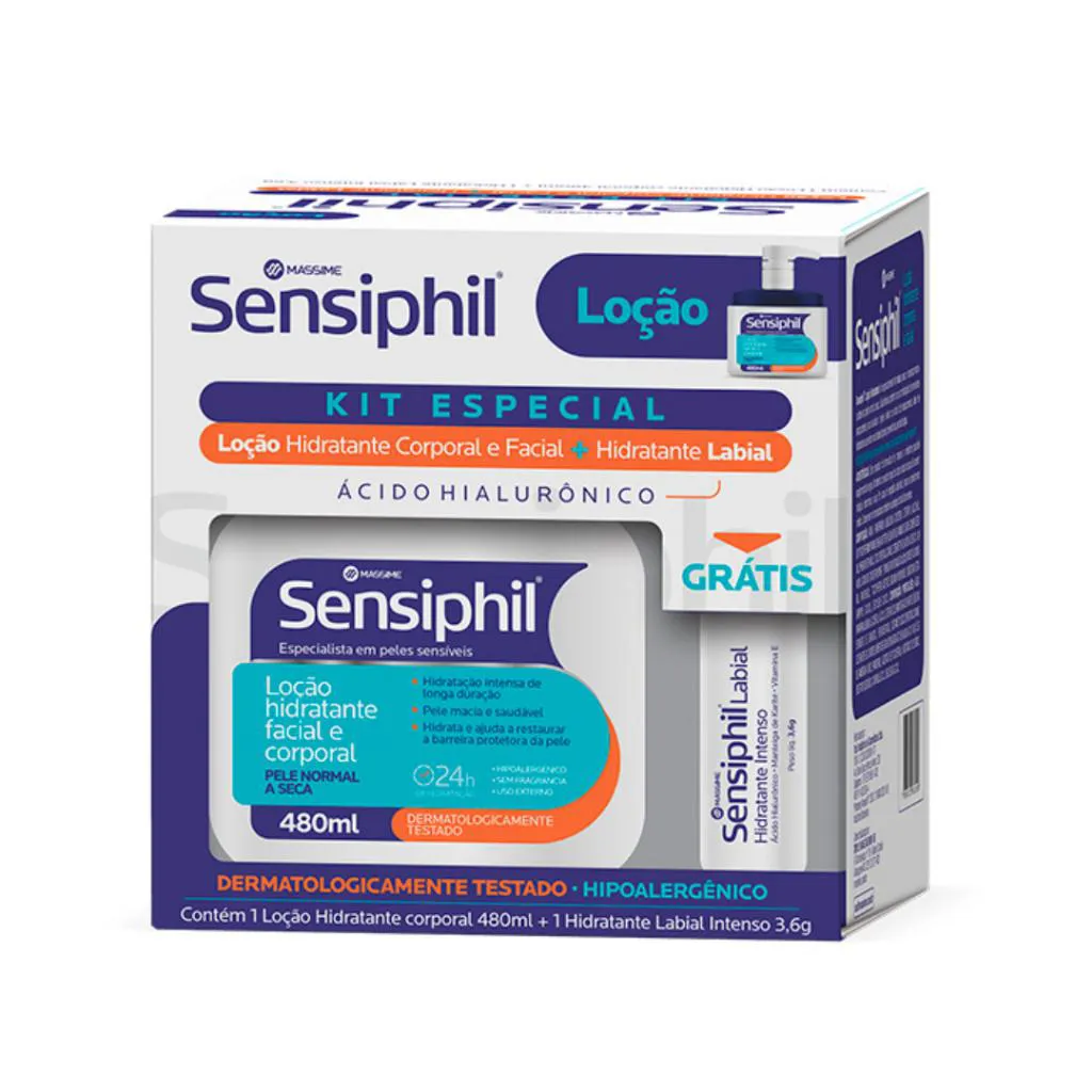 SENSIPHIL LOçãO + BRINDE HIDRATANTE LABIAL ÁCIDO HIALURôNICO - MASSIME
