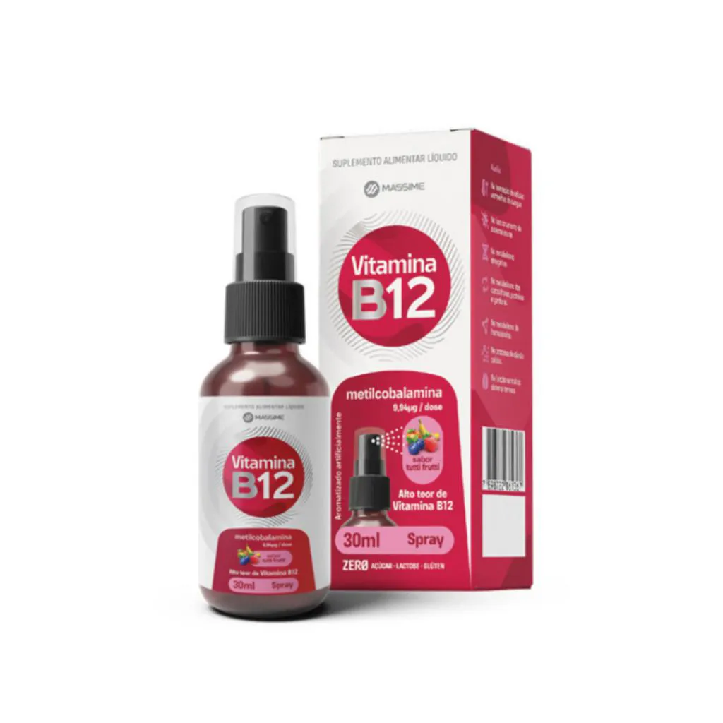 VITAMINA B12 SPRAY 9,94MCG 30ML METILCOBALAMINA - DOSE MáXIMA SABOR TUTTI FRUTTI