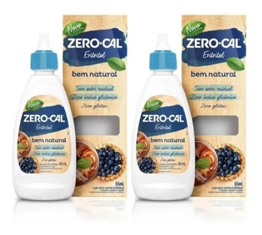 KIT 2 ADOçANTE ZERO CAL ERITRITOL LíQUIDO GOTAS 65ML